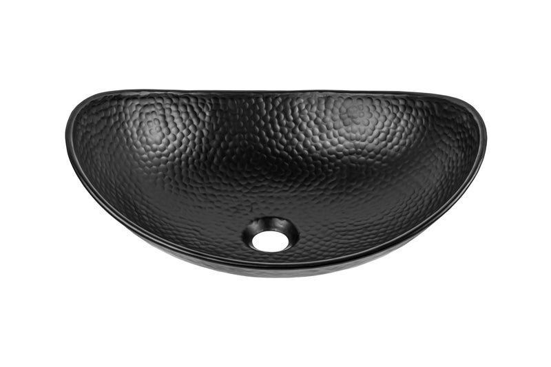 Monarch Abode Bathroom Sink â€“ 19-Inch Harbor Vessel Bathrooms Countertop Sink, Bathroom Vessel Sinks, Above Counter Hand Hammered Matte Black Aluminum Bath Sinks for Restroom Vanity or Powder Room - Image 1